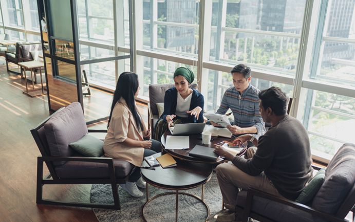 Team working at office table
